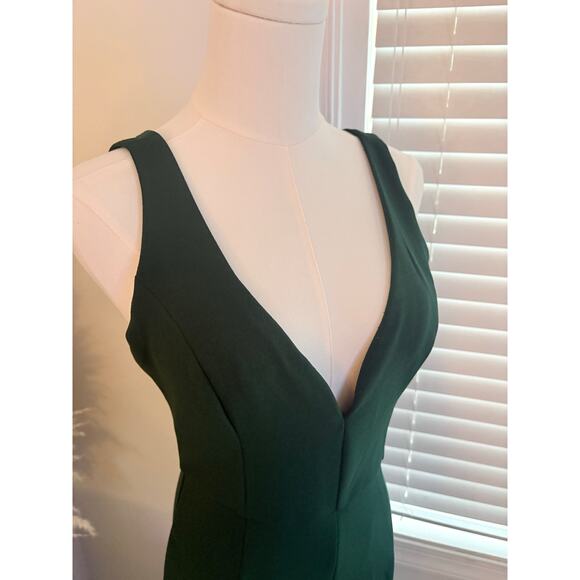 Lulus Instant Icon Dark Green V Neck Jumpsuit Womens Small Straight Leg - Picture 6 of 13